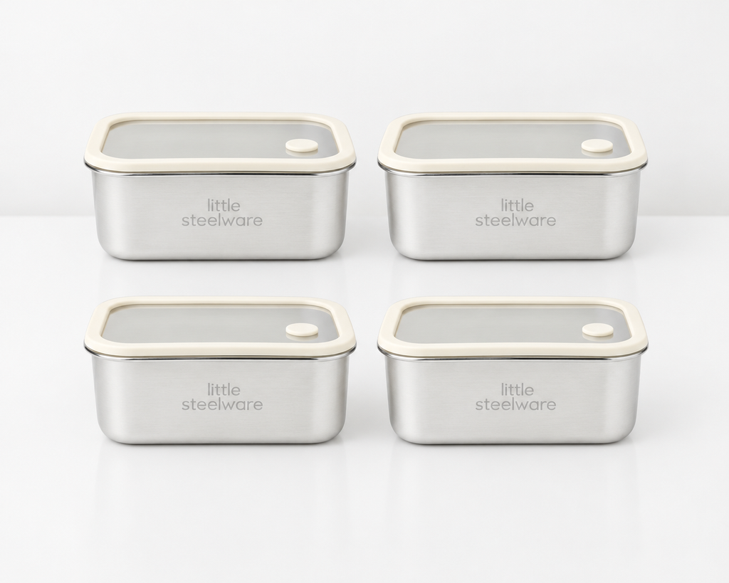 Microwavable Stainless Steel Food Container - Glass Lid 1L