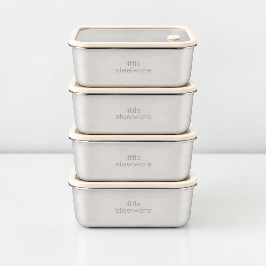 Microwavable Stainless Steel Food Container - Glass Lid 1L