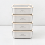 Microwavable Stainless Steel Food Container - Glass Lid 1L