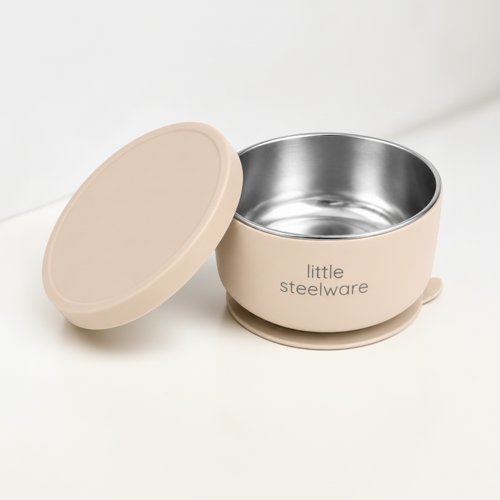 Stainless Steel Toddler Suction Bowl with Lid