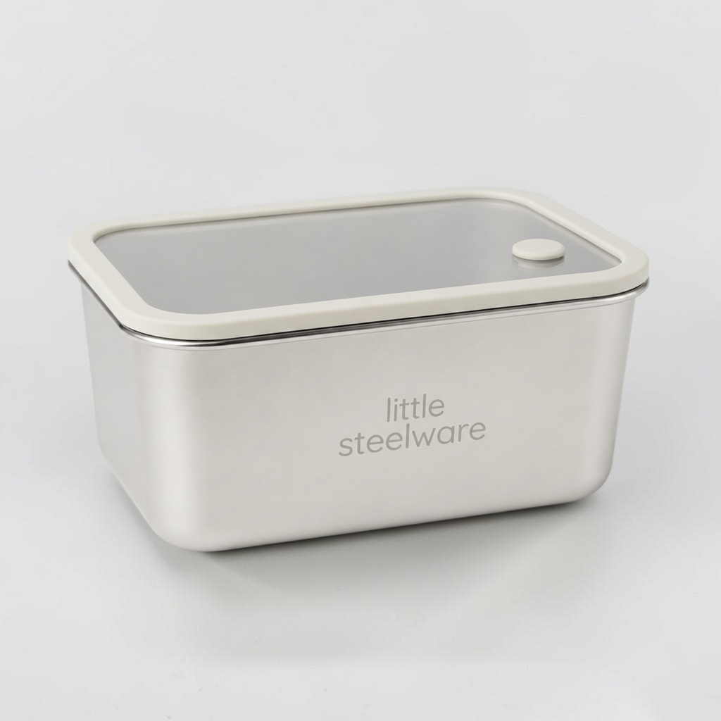 Microwavable Stainless Steel Container – Glass Lid 1L