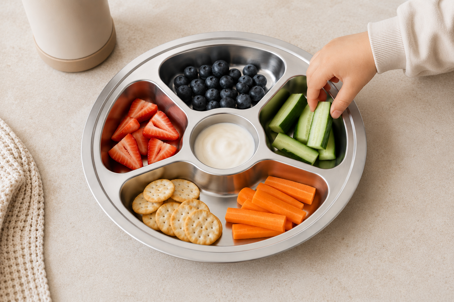Stainless Steel Divided Snack Platter